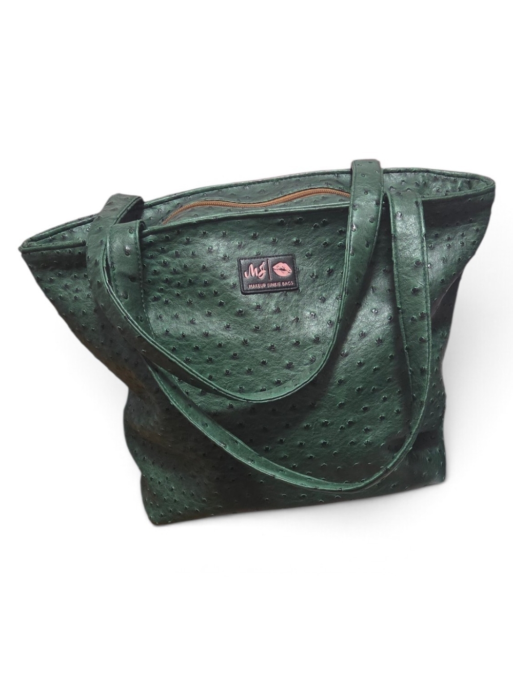 Arizona Faux-Ostrich Daykeeper Tote Bag with Zip Closure.